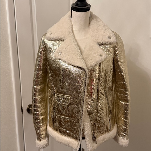 Golden Goose Metallic Gold Leather Jacket
